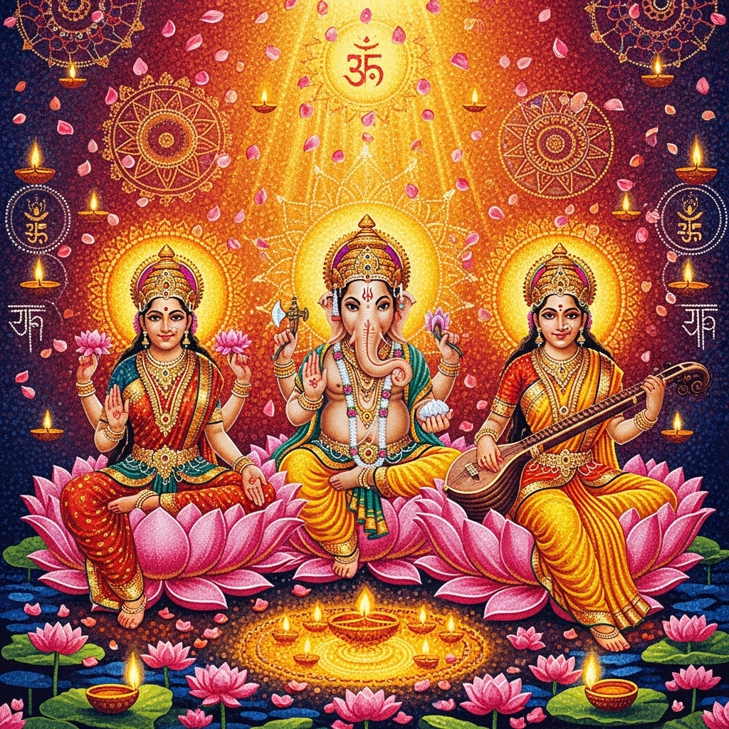 DiPAWALI MAA SARSAWATI LAXMI SHREE GANESHA